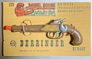 Marx Daniel Boone Wilderness Scout Derringer Vtg 1950’s Cap Gun On Card