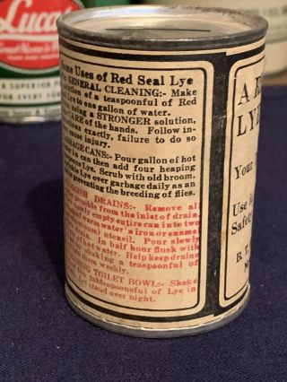 Vintage 1940 ' s RED SEAL LYE Coin Bank Metal Oil Can Gas Sign 3