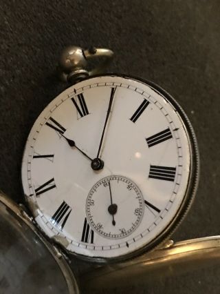Antique 925 / 1000 Fine Silver Pocket Watch Key Wind Hunting Case Full Size