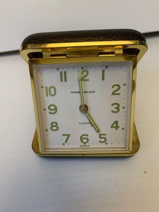 Vintage Phinney Walker Radium Travel Alarm Clock Watch Germany,