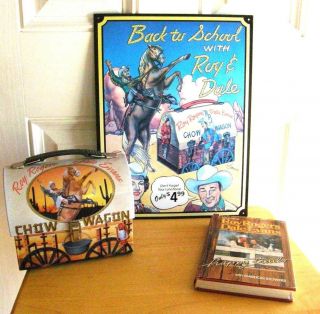 Vintage Roy Roger & Dale Evans Tin Sign = Lunch Box And Book On Their Lives