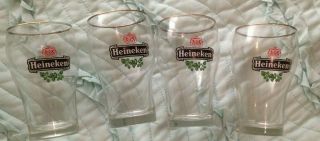 Set Of 4 Heineken Beer Glasses Red Crest Vintage Upscale Estate