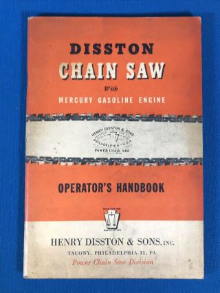 Vtg 1946 Disston Chain Saw W/ Mercury Gas Engine Operator 