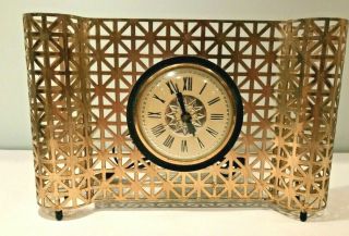 Vintage Hollywood Regency Gold Glam Electric Desk Clock By Bilt Rite -