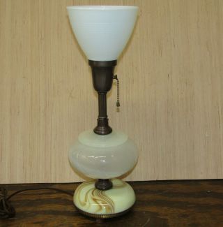 Antique Vintage 19 " Torchiere Table Lamp W/slag Glass Base Restored & Rewired