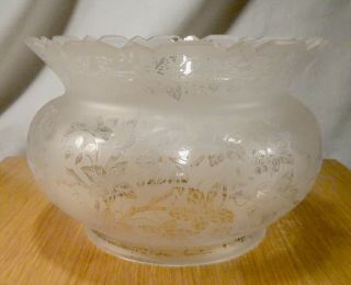 Antique Etched Glass Oil Lamp Shade 5 " Fitter - 58296