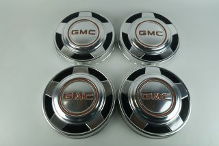 1976 - 1995 Gmc Truck Van Dog Dish Hubcap Beauty Ring Set Vintage Chrome 15 " Oem