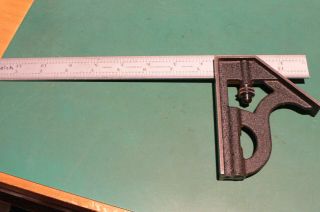 Vintage L.  S.  Starrett Precision Combination Square W/ No.  4rgrad 12 " Ruler Usa