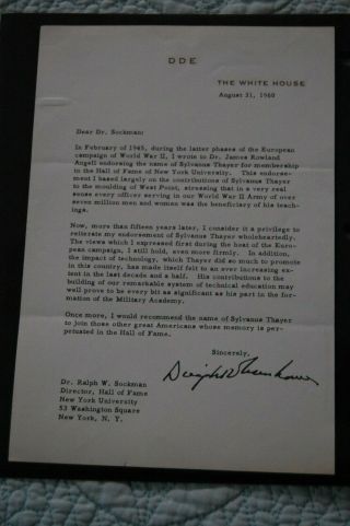 President Dwight D Eisenhower Autographed Letter To Ralph Sockman Hall Of Fame