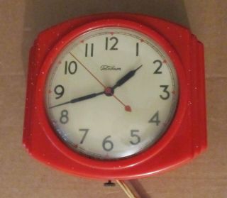 Vintage Telechron Electric Wall Clock - Model 2h19 Red