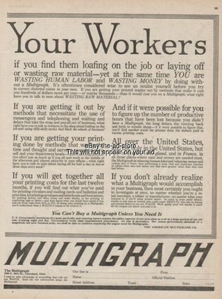 American Multigraph Co Cleveland OH Ohio You Criticize Your Worker 1918 Print Ad 3