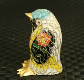 Fine Old Cloisonne Hand Painting Small Bird Statue Table Collectable Gift