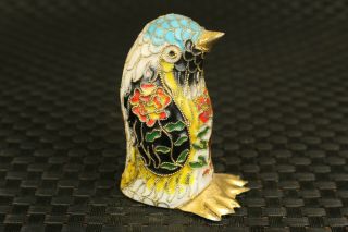 fine old cloisonne hand painting small bird statue table collectable gift 2