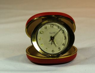 Vintage Red Travel Ben Winding Alarm Clock By Westclox