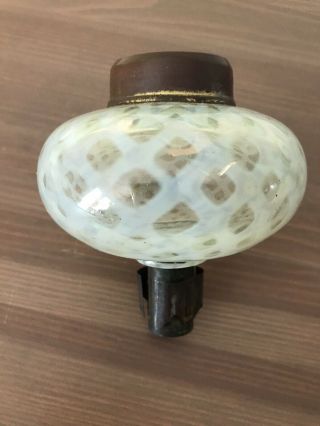 Antique Victorian Vaseline Opalescent Oil Kerosene Lamp Font