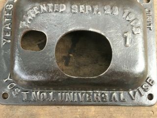 YOST NO 1 PATTERNMAKER ' S TURTLEBACK VISE - FRONT COVER PLATE ONLY - PATENT 1908 3