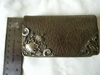 Vintage Women ' s Leather Wallet with Sterling Silver Embellishment 2