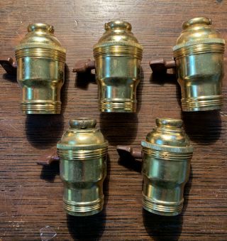 5 Vintage Nos O C White Industrial Lamp Sockets Light Fixure 3/8”ips (5/8”)