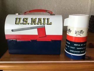 Vintage 1969 U.  S.  Mail Lunchbox And Thermos