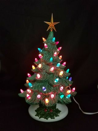 Vintage Ceramic Christmas Tree 16 " Inch Lighted Nowell 
