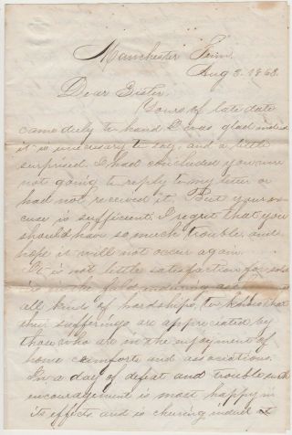 1863 Civil War Soldier Letter - Manchester Tn - Talks With Rebel Prisoners