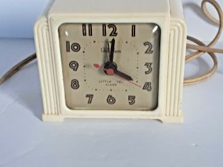 Vintage Telechron Square Ivory Bakelite Alarm Clock Deco Telalarm Volt 115