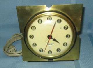 Vintage Telechron Day & Date Alarm Clock Ge Model 8m29 Brass & Bakelite