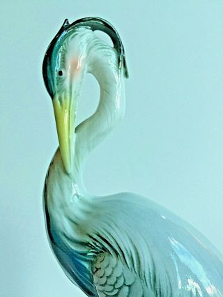 Karl Ens " Crane " Hand Painted Porcelain Bird Sculpture