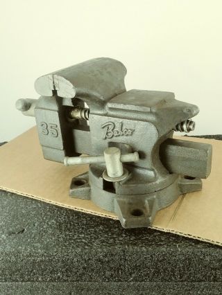 Vintage Bench Vise Babco No.  35 3 - 1/2  Jaws With Anvil Swivel Base & Pipe Jaws