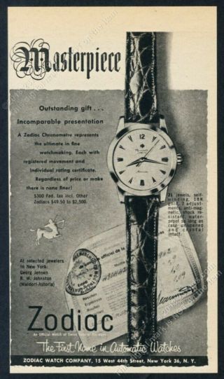 1957 Zodiac Chronometre Chronometer Watch Photo Vintage Print Ad