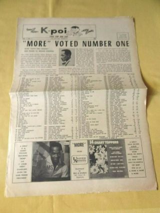 Kpoi Radio 1965 Top 300 List Vol.  1 No.  1 Hawaii Music Survey Newpaper Format
