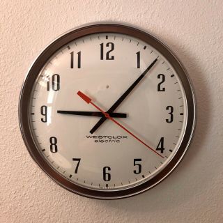 Westclox Vintage 14 " Chrome Wall Clock School/ Industrial 50 