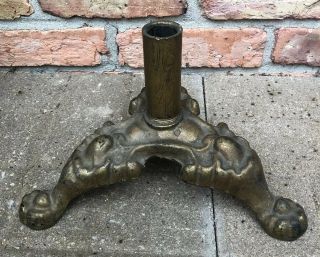 Antique Victorian Ornate Heavy Solid Cast Iron Flag Pole Stand Holder Vintage
