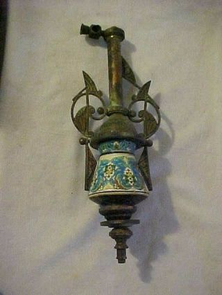 Eastlake Aesthetic Movement Longwy Pottery Gas Cast Brass Table Lamp Parts