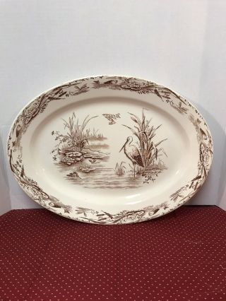 Antique 17 X 13 In.  Platter By T.  Elsmore & Son,  Tunstall.  Transferware