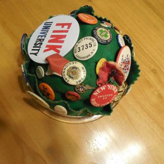 Antique,  Vintage Political,  Advertising Pins On A Felt Hat Dated 1943