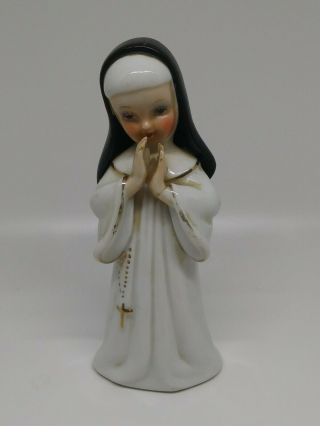 Porcelain Novice Nun In Prayer.  Hallmarked L&m 1956 White Robe