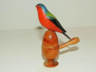 Vintage Hand Carved,  Painted Wooden Bird Whistle,  Folk Art,  In Ex,  Cond