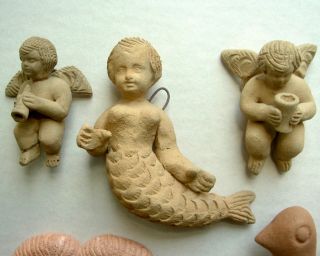 Vintage Angels,  Cherubs,  Mermaid,  Dove candle holder ceramic holiday ornaments 2