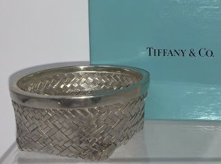 Vintage Tiffany Sterling Silver Woven Basket In Tiffany & Co Box And Pouch
