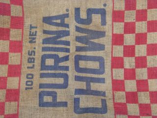 Burlap Sack Purina Chows 100 Lbs Micro - Mixed - Vintage Feed Bag