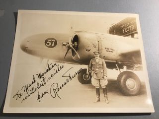 Roscoe Turner Aviation Pioneer Autographed Signed Photo W/ Plane 1935 Rr