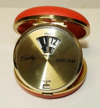 Vintage Bradley Direct Read Travel Alarm Clock Red Japan