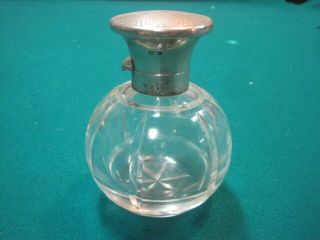 Vintage Cut Glass Perfume Bottle With Silver Hinged Cap (circa 1930) With Marks