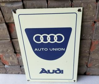 Vintage Audi Porcelain Gas Auto Service Station Luxury Car Vw Dealership Sign