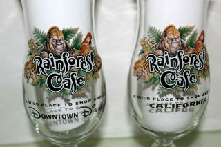 Set Of 2 Rainforest Cafe Hurricane Drinking Glasses Downtown Disney & California