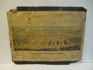 1862 Camp Hamilton & Fortress Monroe,  Va Litho W/period Hand Written Indexing