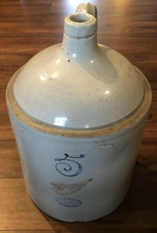 Antique Red Wing Union Stoneware Co 5 Gallon Whiskey Shoulder Jug Crock