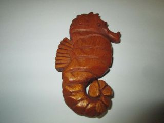 Hand Carved Wood Wooden Seahorse Sea Horse Figurine 4 "