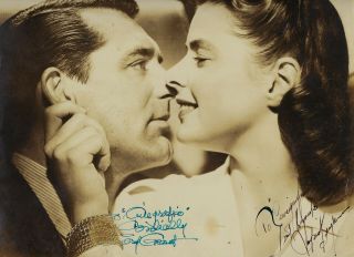Cary Grant & Ingrid Bergman,  Rare Autographed Vintage Studio Photo.  10 " X 13 "